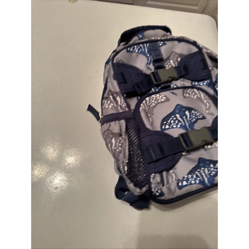 Pottery‎ Barn Kids Backpack Stingray Small Gray Blue Nautical
